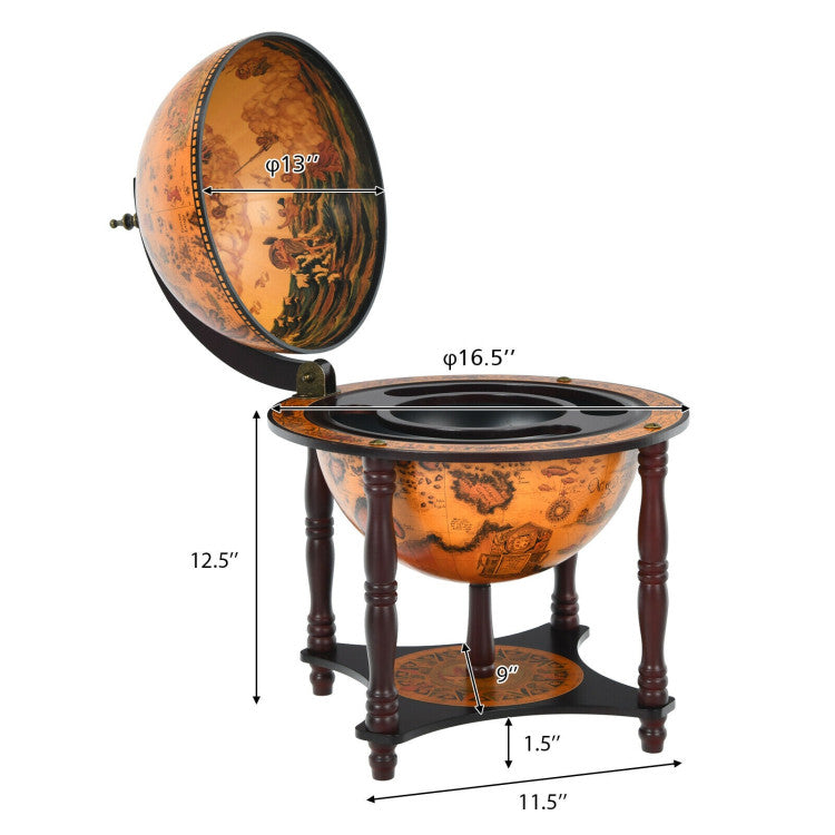 Retro Wine Rack Globe Bar Stand for Kitchen, Restaurant and Living Room