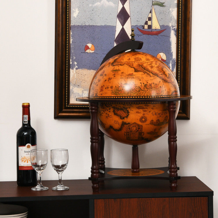 Retro Wine Rack Globe Bar Stand for Kitchen, Restaurant and Living Room