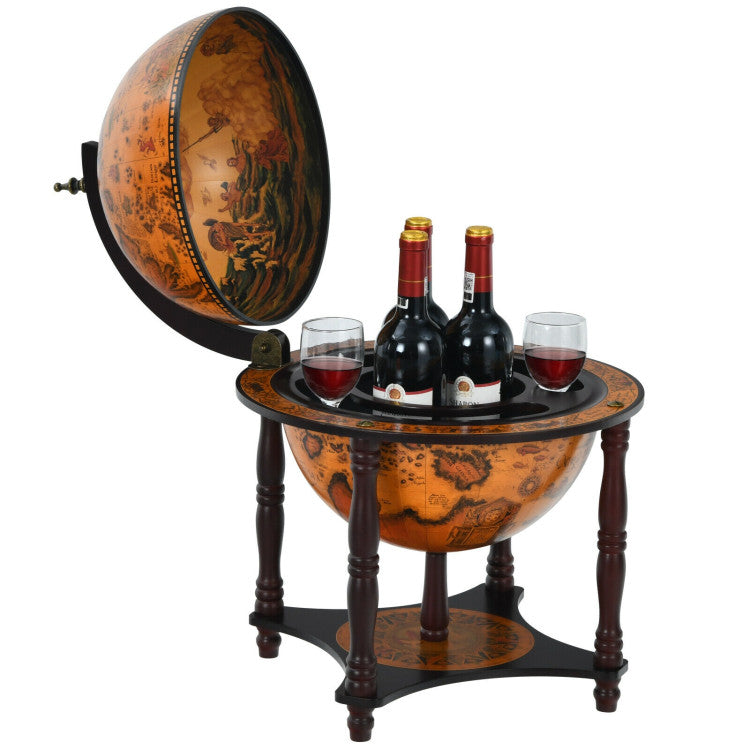 Retro Wine Rack Globe Bar Stand for Kitchen, Restaurant and Living Room