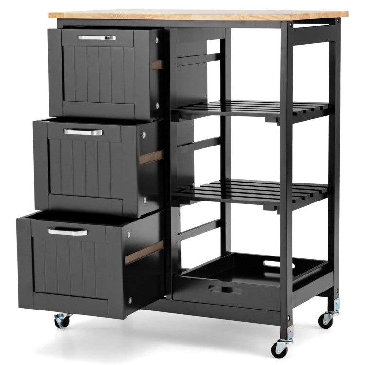 Rolling Kitchen Island Storage Cart with 360° Swivel Casters