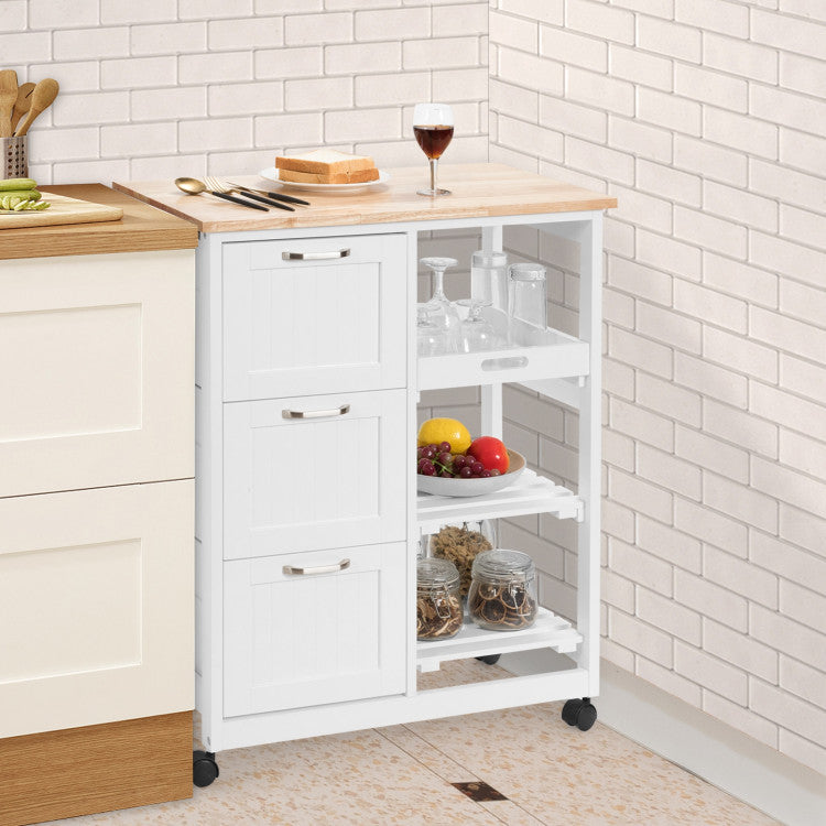 Rolling Kitchen Island Storage Cart with 360° Swivel Casters