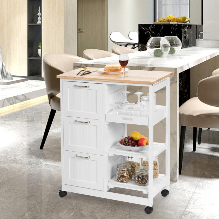 Rolling Kitchen Island Storage Cart with 360° Swivel Casters