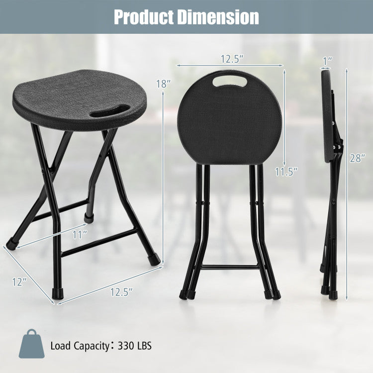Set of 2 18 Inch Collapsible Round Stools with Handle