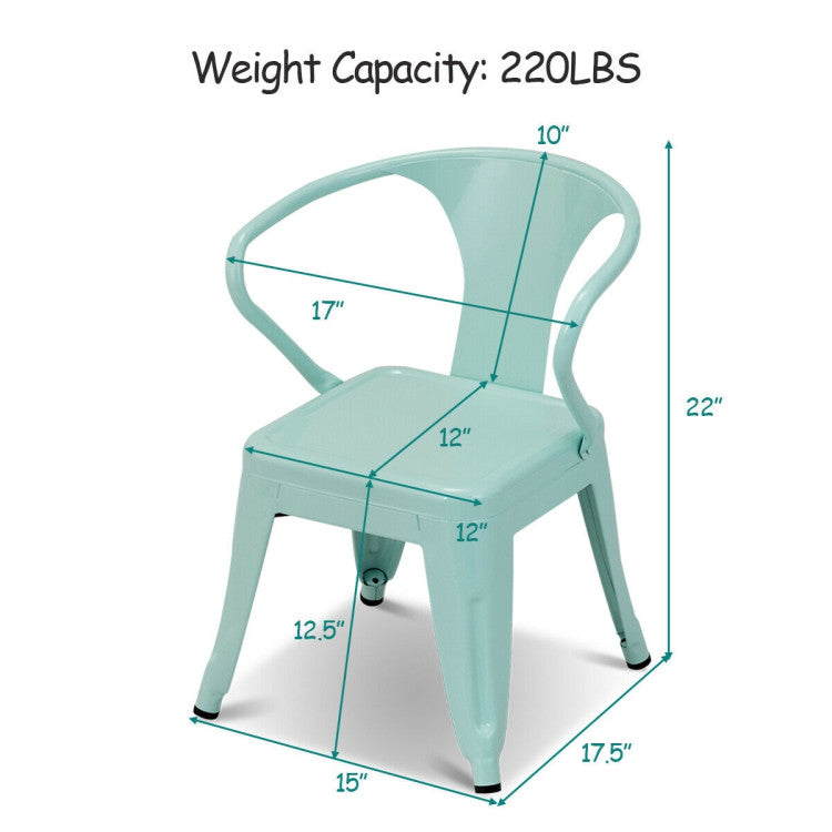 Set of 2 Steel Armchair Stackable Kids Chairs for Bedrooms and Nurseries