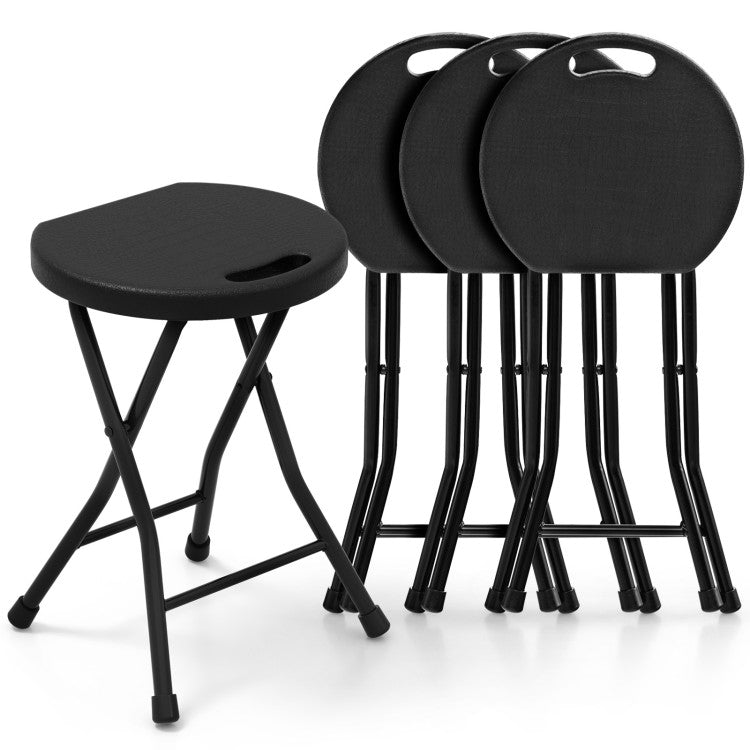 Set of 4 18 Inch Folding Patio Round Stools for Outdoor Camping