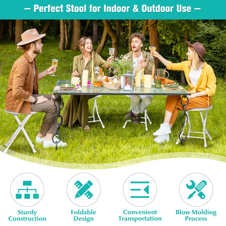 Set of 4 18 Inch Folding Patio Round Stools for Outdoor Camping