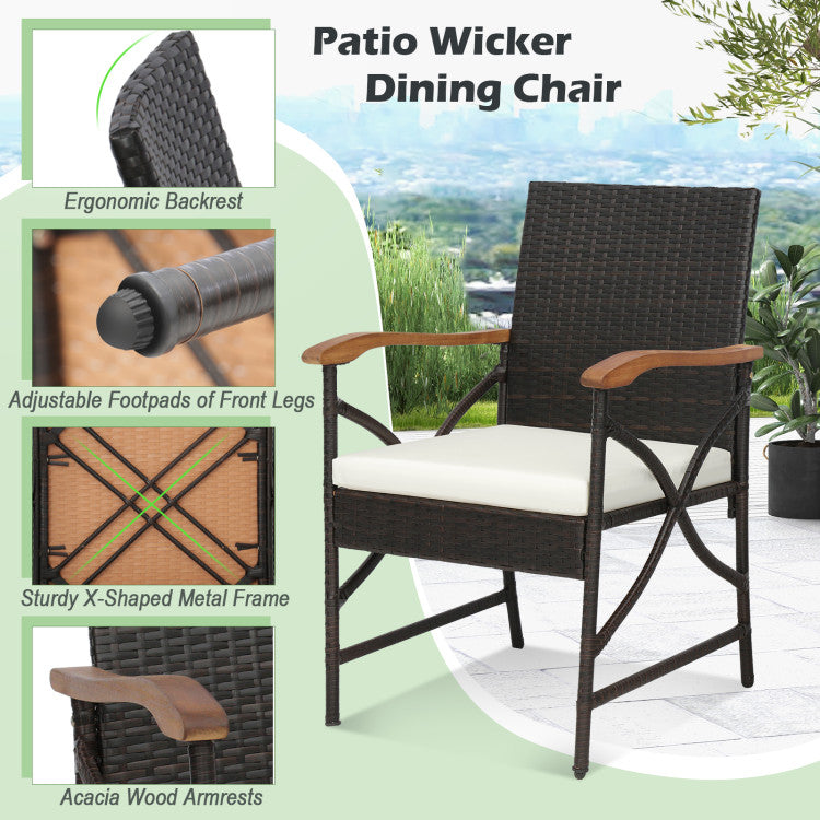 Set of 2/4 Outdoor Patio Wicker Rattan Chairs with Soft Zippered Cushion