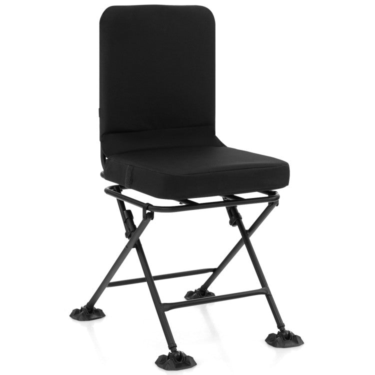 Swivel Folding Chair with Backrest and Padded Cushion for Camping, Fishing and Hunting