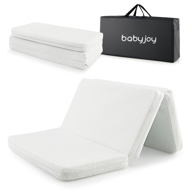 38 x 26 Inch Tri-fold Pack and Play Newborns Baby Mattress Pad with Carrying Bag