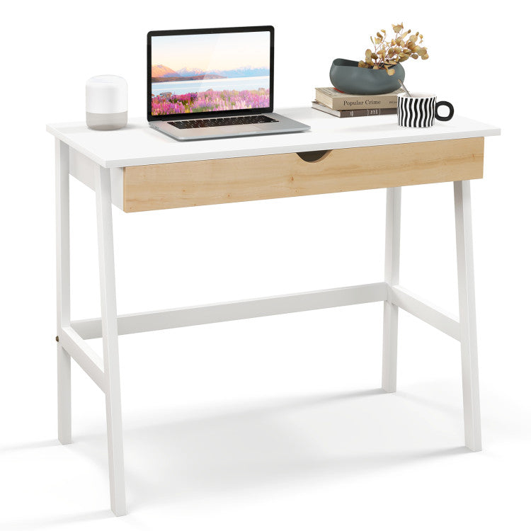 Wooden Computer Desk Writing Study Desk with Drawer for Home Office