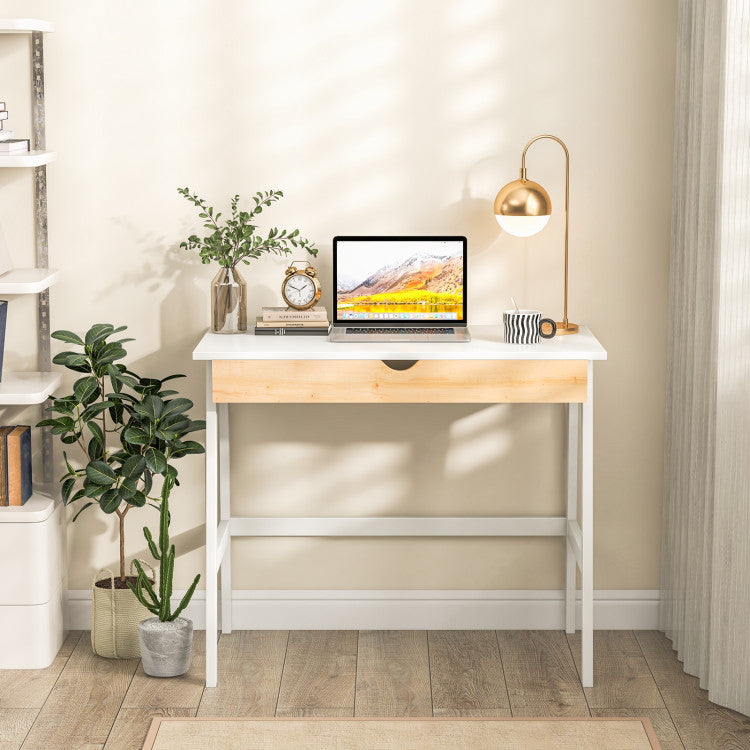 Wooden Computer Desk Writing Study Desk with Drawer for Home Office