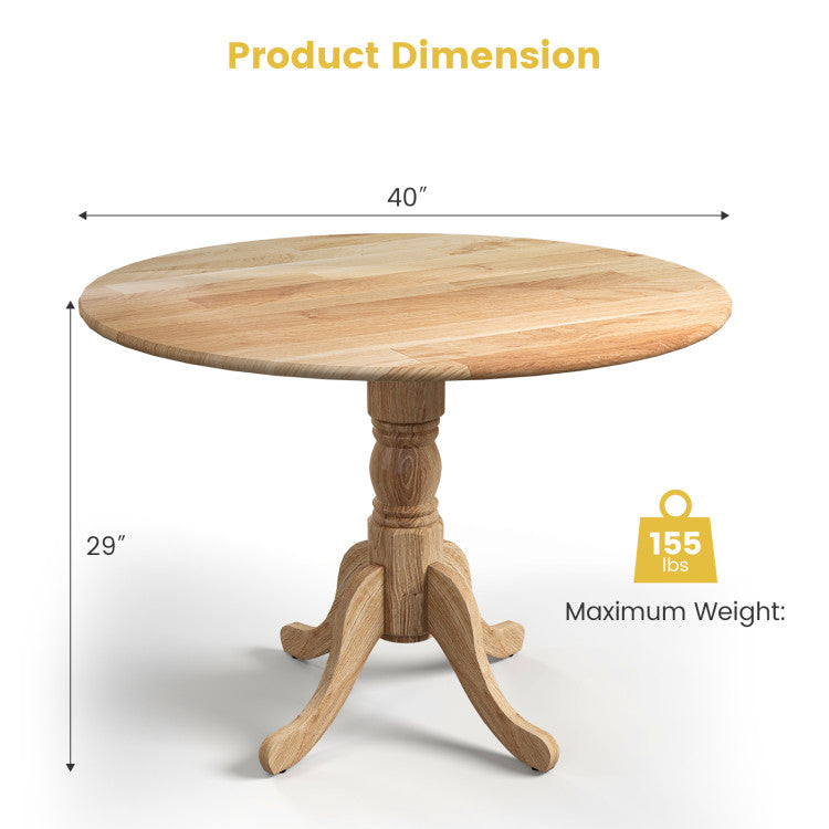 Wooden Dining Table with Round Tabletop and Curved Trestle Legs