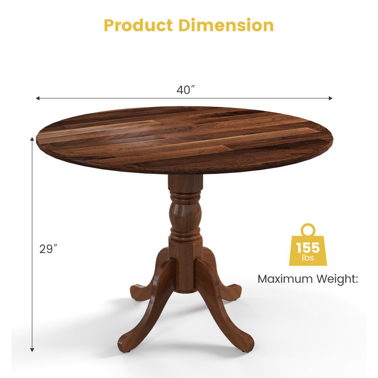 Wooden Dining Table with Round Tabletop and Curved Trestle Legs