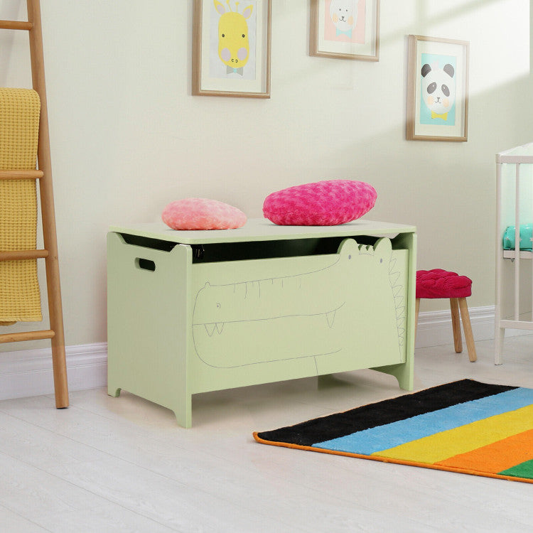 Wooden Kids Toy Storage Box with Safety Hinge