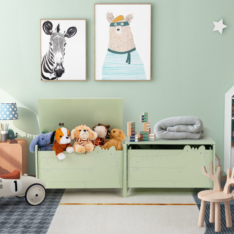 Wooden Kids Toy Storage Box with Safety Hinge