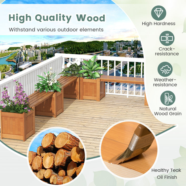 Wooden Planter Box with Detachable Bench for Garden Yard Balcony