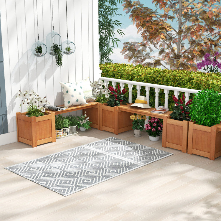 Wooden Planter Box with Detachable Bench for Garden Yard Balcony