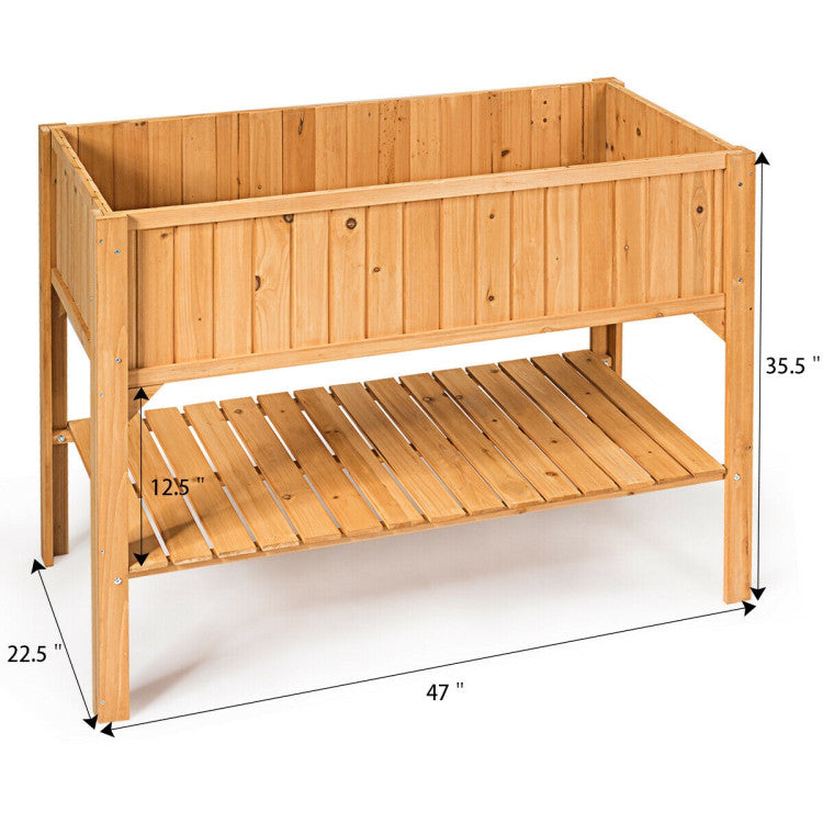 Wooden Raised Garden Bed Planter Box Shelf for Patio and Balcony