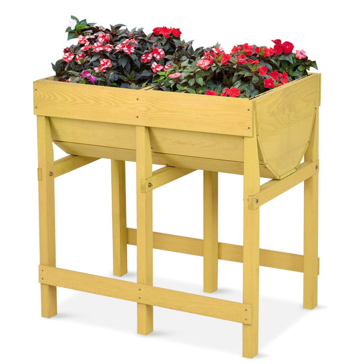 Wooden Raised Planter Bed with Liner for Vegetable and Flower