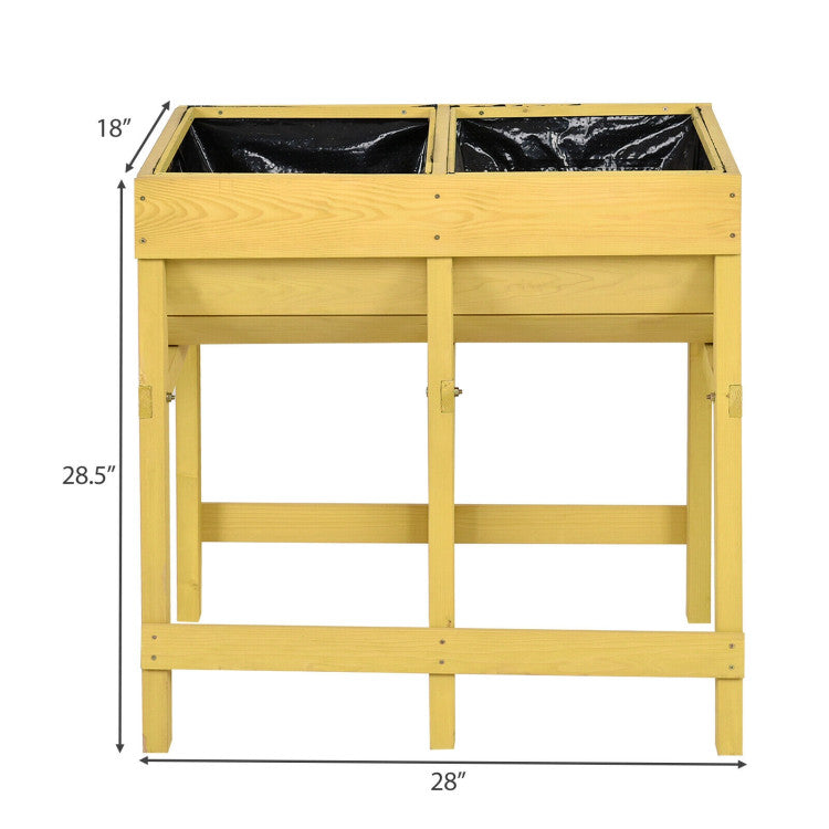 Wooden Raised Planter Bed with Liner for Vegetable and Flower