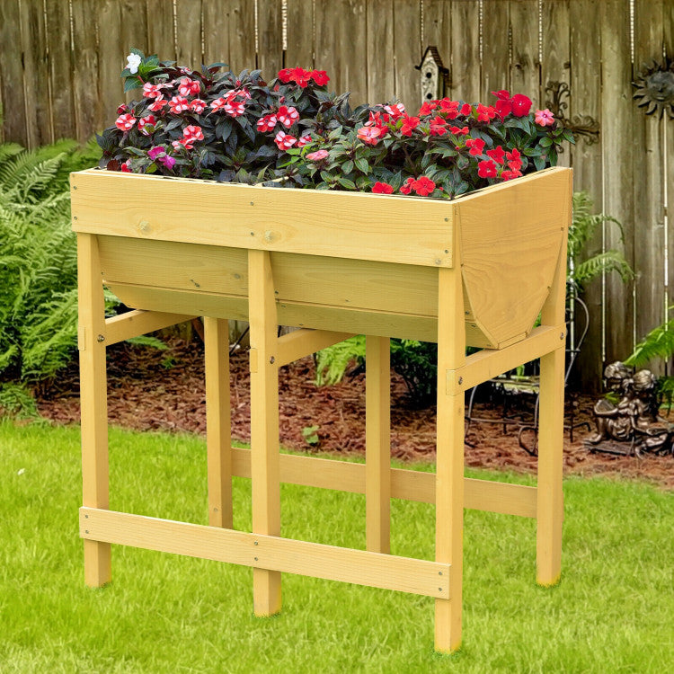 Wooden Raised Planter Bed with Liner for Vegetable and Flower