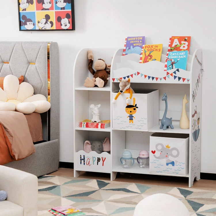 Wooden Toys Shelves Kids Storage Cabinet with Storage Bins