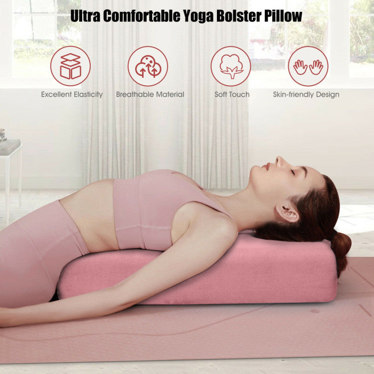 Yoga Bolster Pillow with Washable Cover and Carry Handle