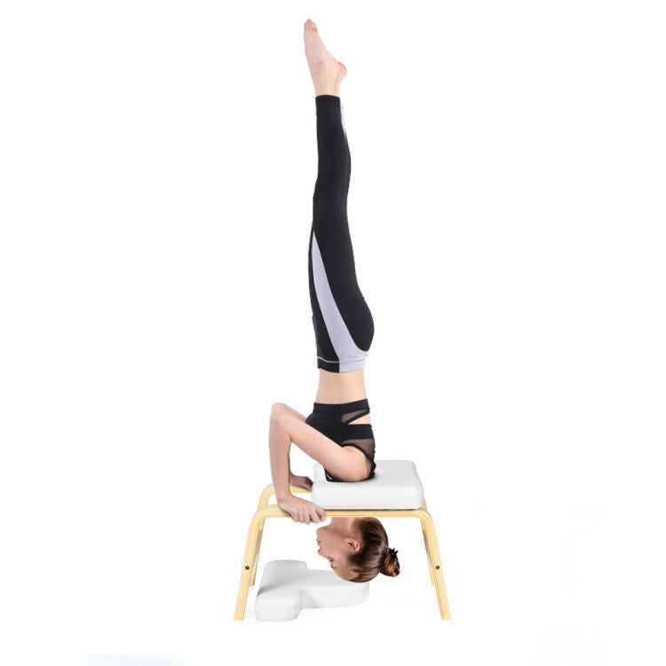 Yoga Headstand Wood Stool with PVC Pads and Anti-slip Mats