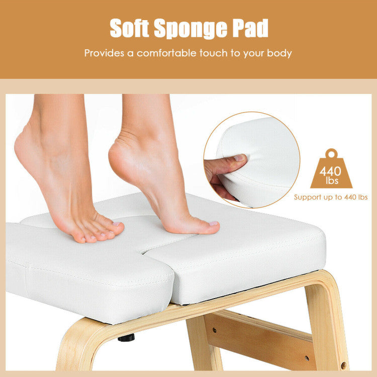 Yoga Headstand Wood Stool with PVC Pads and Anti-slip Mats