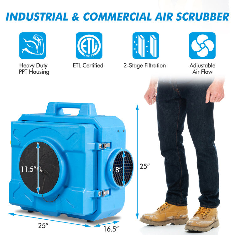 Industrial Commercial Air Scrubber with Efficient Odor Eliminator for Home, Office and Hospital