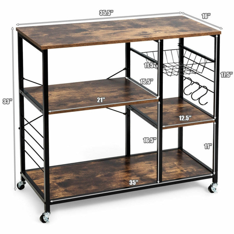 Industrial Kitchen Baker’s Storage Shelf with Rolling Wheels