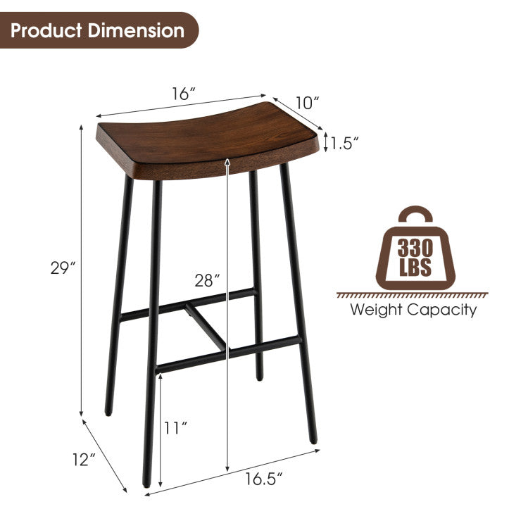 Industrial Saddle Bar Stool with Metal Legs for Kitchen and Bar