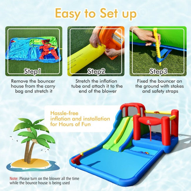 Inflatable Water Slide Kids with Ocean Balls and with 780W Blower