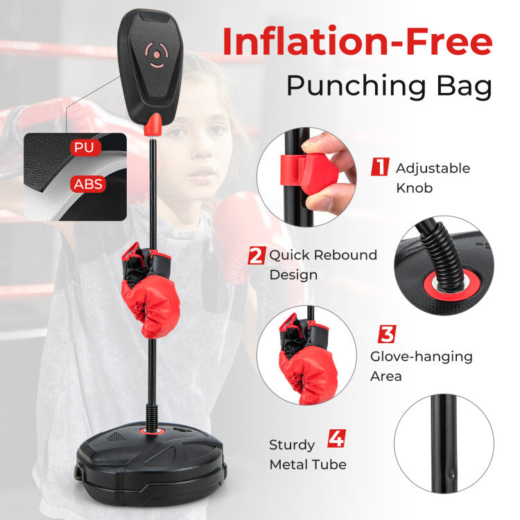 Inflation-Free Boxing Set with Punching Bag and Boxing Gloves for 5+ Years Old Kids