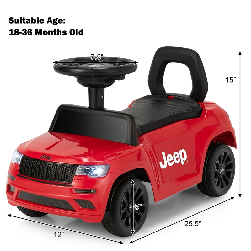 Jeep Kids Ride On Push Car Toddler Sliding Car with Steering Wheel Under Seat Storage