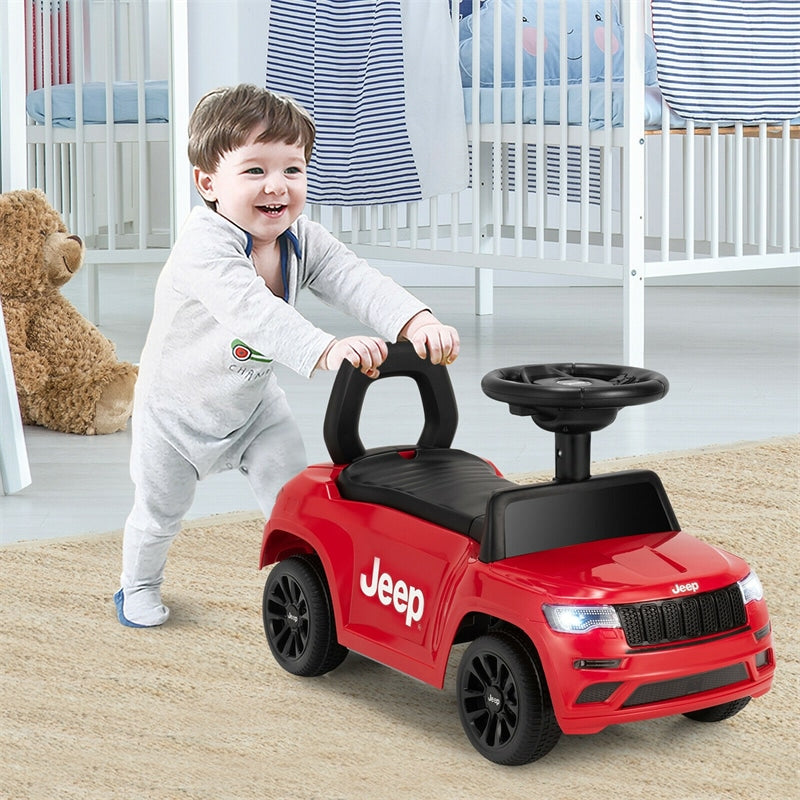 Jeep Kids Ride On Push Car Toddler Sliding Car with Steering Wheel Under Seat Storage