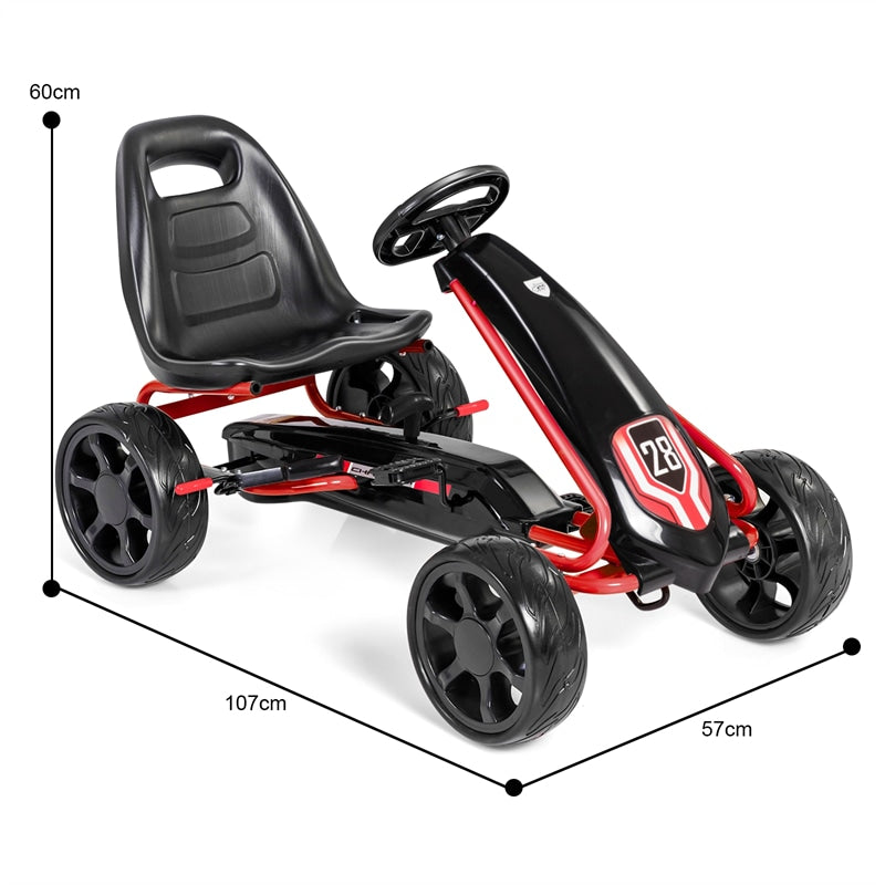 Kids Go Kart Ride-On 4 Wheel Pedal Car with Adjustable Seat