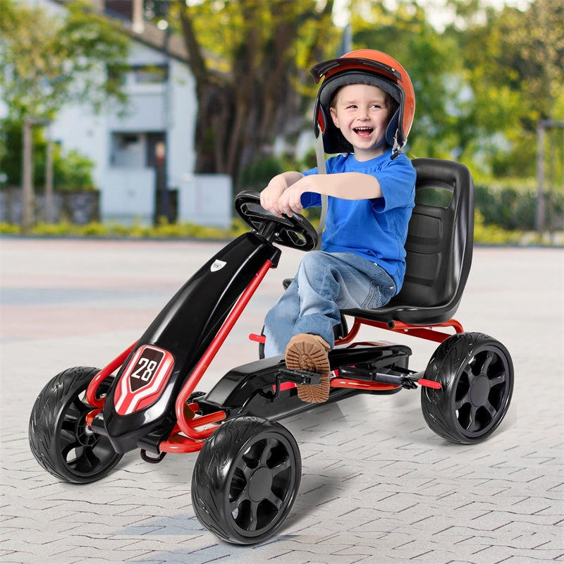 Kids Go Kart Ride-On 4 Wheel Pedal Car with Adjustable Seat