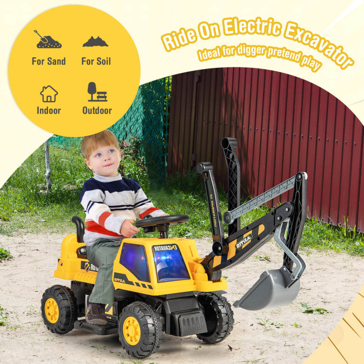 Kids Powered Wheels Ride On Bulldozer Toys with Front Digger Shovel