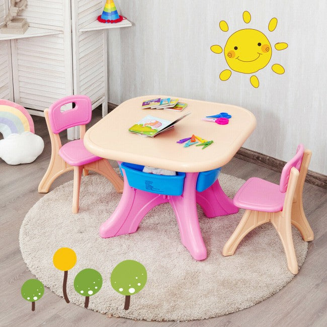 Kids Activity Table and Chair Furniture Set with Storage Drawers