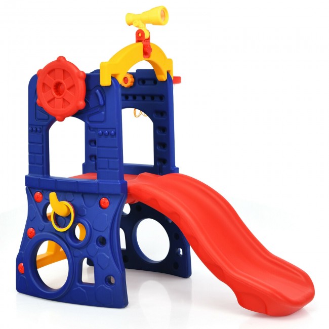 6-in-1 Freestanding Kids Slide with Basketball Hoop