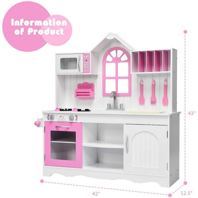 Wooden Toy Pretend Kitchen Kids Cooking Pretend Play Set