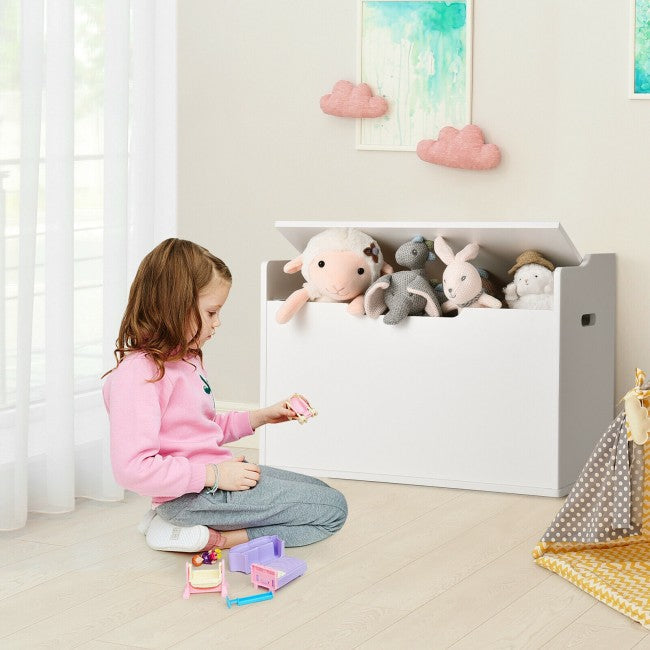Wooden Flip-top Kids Toy Storage Chest Bench with Cushion Hinge