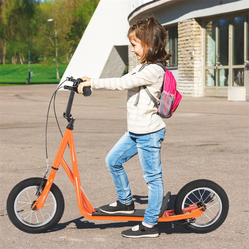 Kids Scooter Youth Kick Scooter Carbon Steel Frame Off-Road Scooter with Adjustable Handlebar & 12” Inflatable Wheels