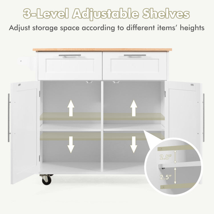 Kitchen Island Cart Rolling Storage Trolley with Towel Rack and Drawer