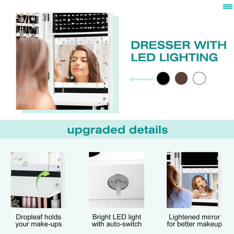 LED Illuminating Multipurpose Storage Cabinet with Drawers and Racks