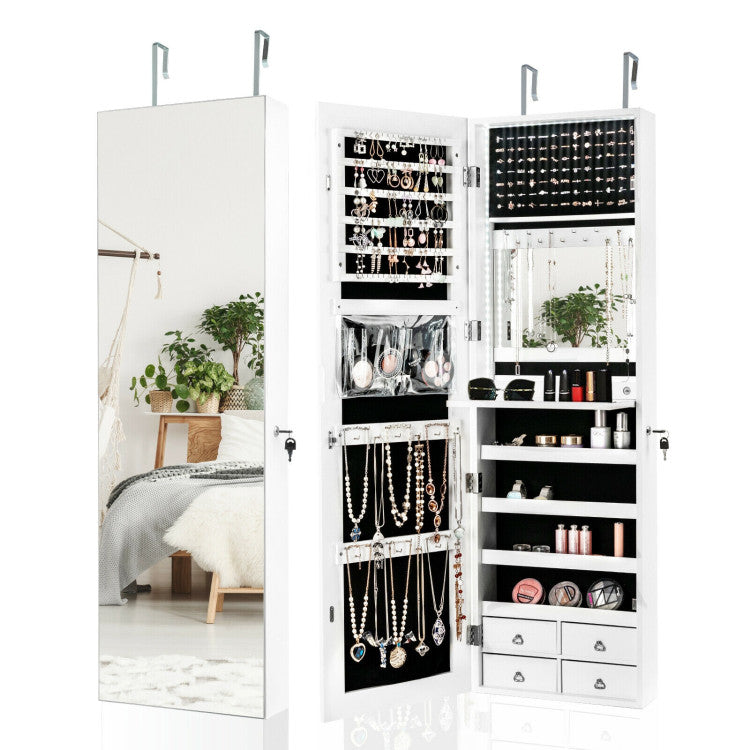 LED Illuminating Multipurpose Storage Cabinet with Drawers and Racks