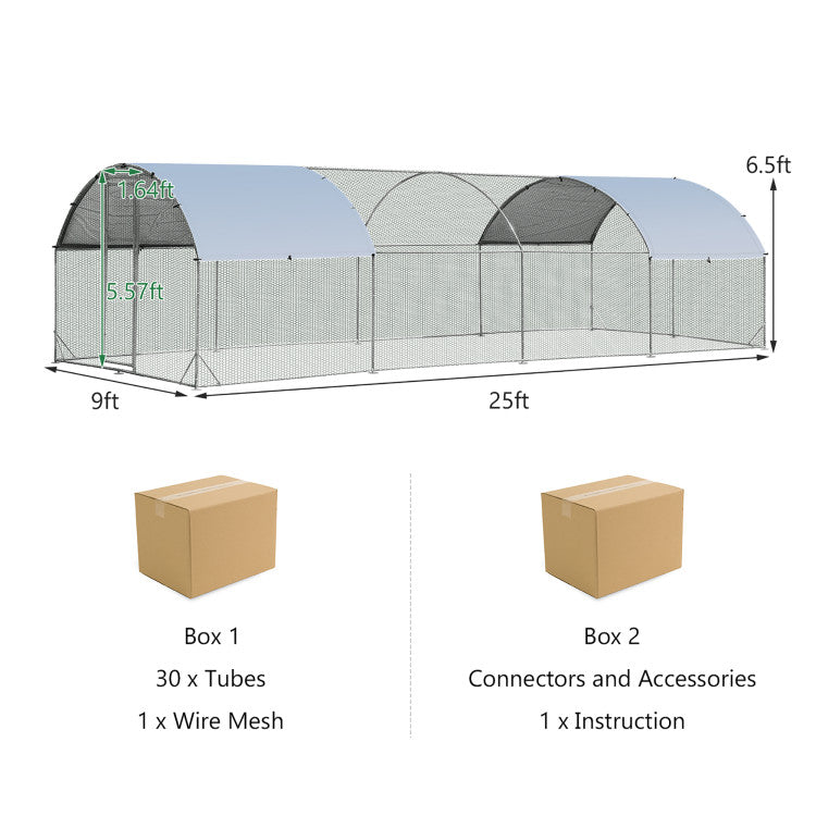 Large Metal Chicken Coop with Waterproof Cover and Lockable Door