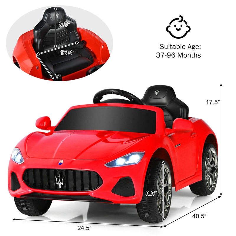 Kids Ride On Car 12V Licensed Maserati GranCabrio Battery Powered Electric Car with Remote Control & Lights