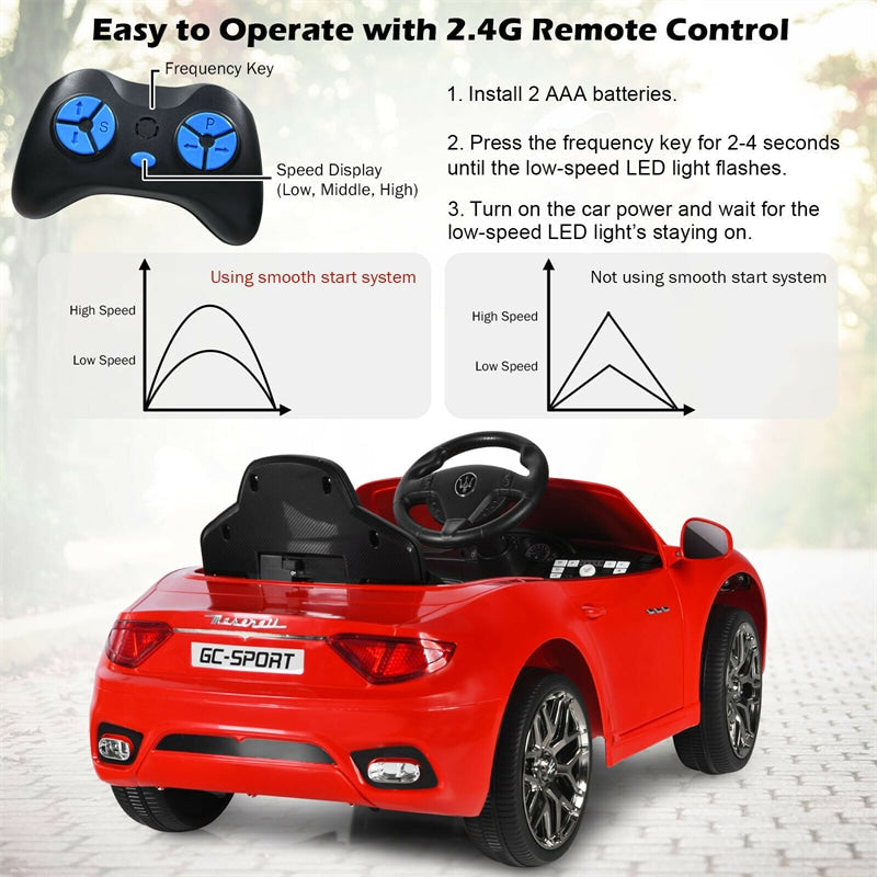 Kids Ride On Car 12V Licensed Maserati GranCabrio Battery Powered Electric Car with Remote Control & Lights